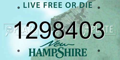 1298403 New Hampshire License Plate