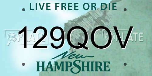 129QOV New Hampshire License Plate