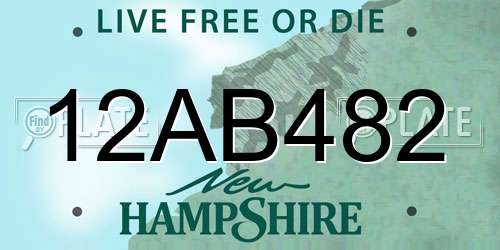 12AB482 New Hampshire License Plate
