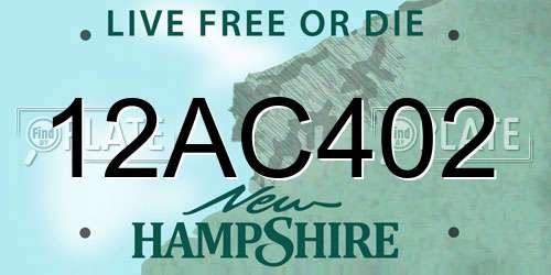 12AC402 New Hampshire License Plate