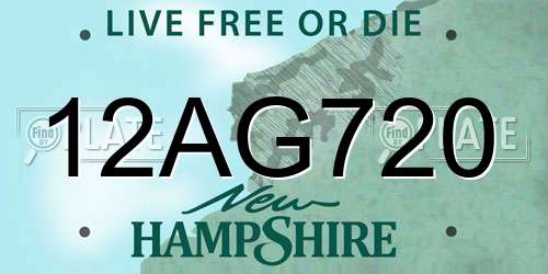12AG720 New Hampshire License Plate