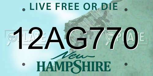 12AG770 New Hampshire License Plate