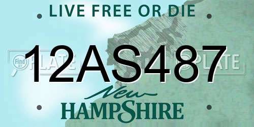12AS487 New Hampshire License Plate