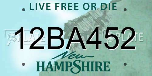 12BA452 New Hampshire License Plate