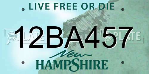 12BA457 New Hampshire License Plate