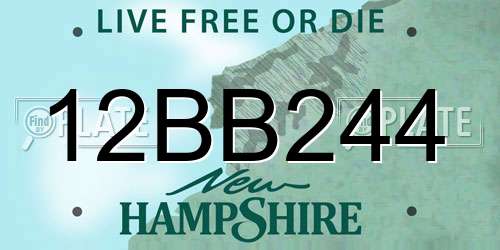 12BB244 New Hampshire License Plate