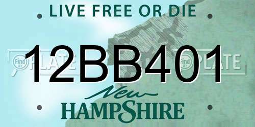 12BB401 New Hampshire License Plate