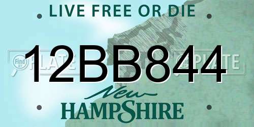 12BB844 New Hampshire License Plate