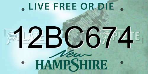 12BC674 New Hampshire License Plate