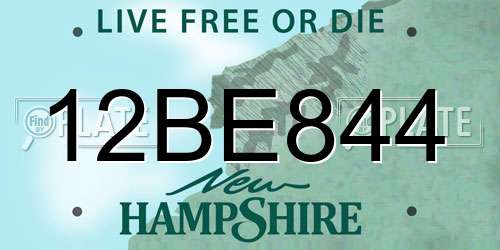 12BE844 New Hampshire License Plate