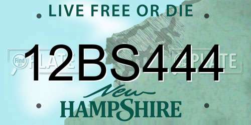 12BS444 New Hampshire License Plate