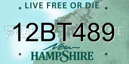 12BT489 New Hampshire License Plate