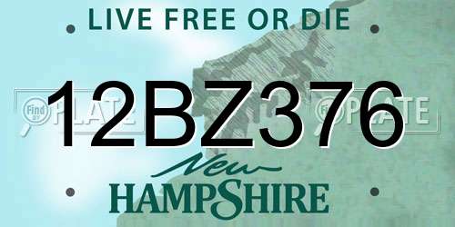 12BZ376 New Hampshire License Plate