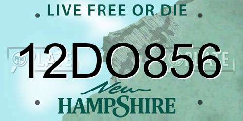12DO856 New Hampshire License Plate
