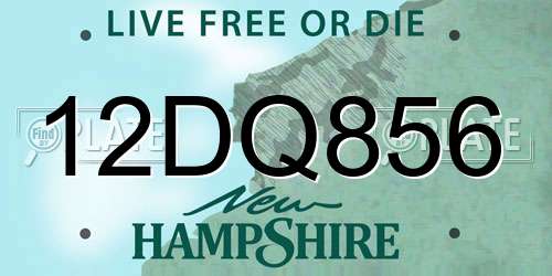12DQ856 New Hampshire License Plate