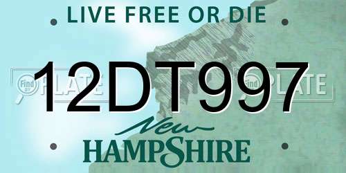 12DT997 New Hampshire License Plate