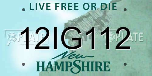 12IG112 New Hampshire License Plate