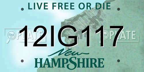 12IG117 New Hampshire License Plate