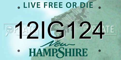 12IG124 New Hampshire License Plate