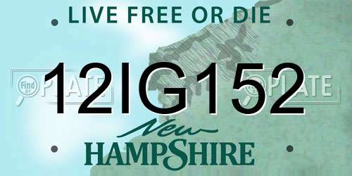 12IG152 New Hampshire License Plate