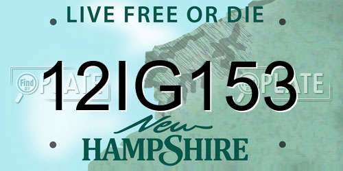 12IG153 New Hampshire License Plate