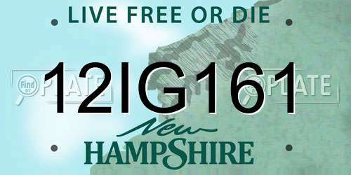 12IG161 New Hampshire License Plate