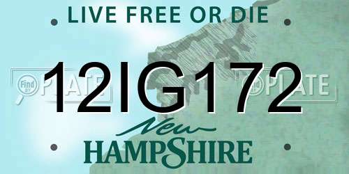 12IG172 New Hampshire License Plate