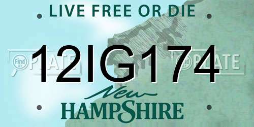12IG174 New Hampshire License Plate