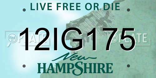 12IG175 New Hampshire License Plate