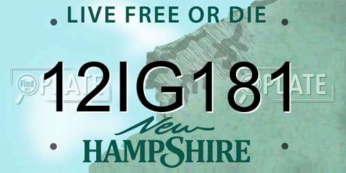 12IG181 New Hampshire License Plate