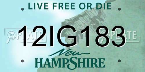 12IG183 New Hampshire License Plate