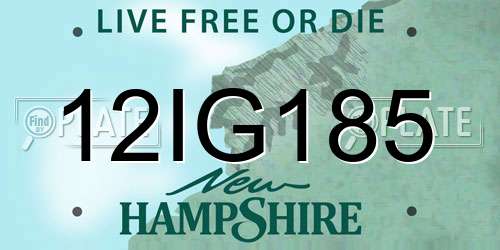 12IG185 New Hampshire License Plate
