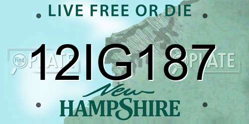 12IG187 New Hampshire License Plate