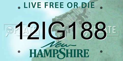 12IG188 New Hampshire License Plate