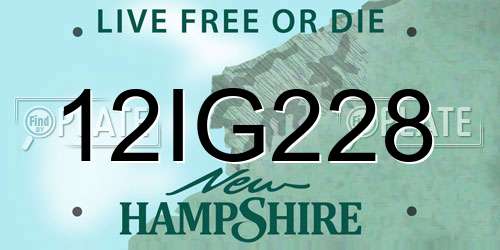 12IG228 New Hampshire License Plate