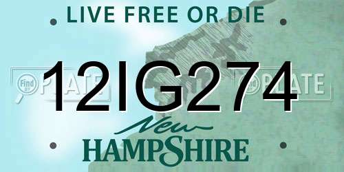 12IG274 New Hampshire License Plate