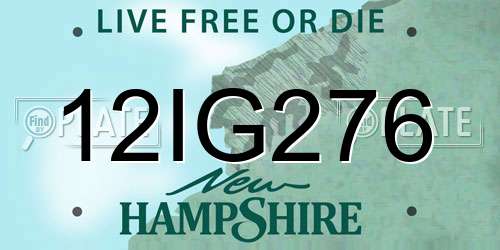 12IG276 New Hampshire License Plate