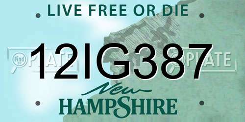 12IG387 New Hampshire License Plate