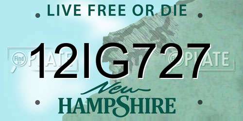 12IG727 New Hampshire License Plate