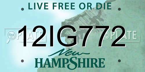 12IG772 New Hampshire License Plate