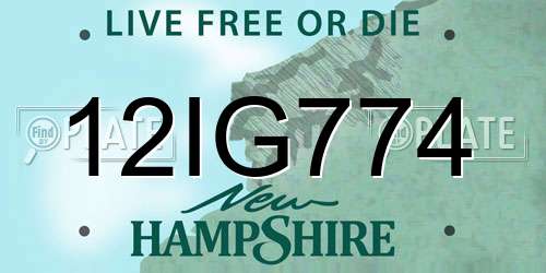 12IG774 New Hampshire License Plate