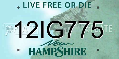 12IG775 New Hampshire License Plate