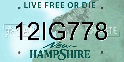 12IG778 New Hampshire License Plate