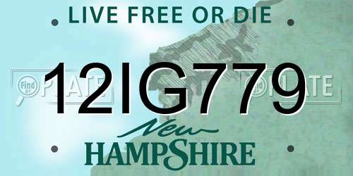 12IG779 New Hampshire License Plate
