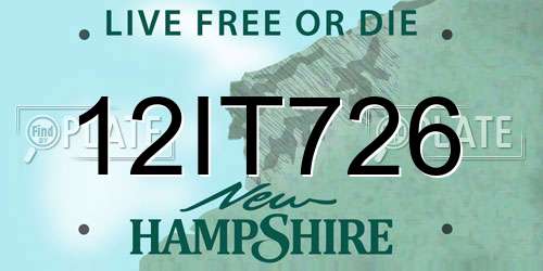 12IT726 New Hampshire License Plate