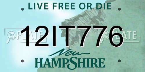 12IT776 New Hampshire License Plate