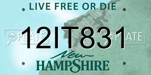 12IT831 New Hampshire License Plate