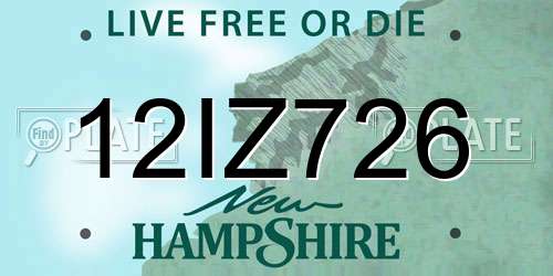 12IZ726 New Hampshire License Plate