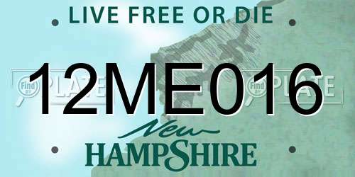12ME016 New Hampshire License Plate