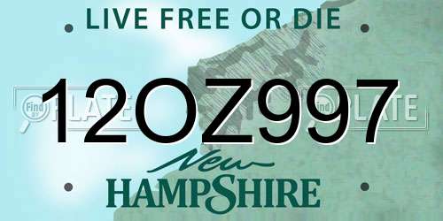 12OZ997 New Hampshire License Plate